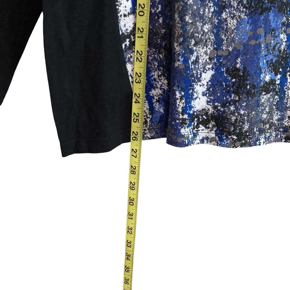 3/$30 CJ Banks T-Shirt Top Womens Size XL Black Blue Silver Long Sleeve Stretchy - Picture 6 of 9